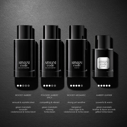 Armani Beauty Code Eau de Toilette for Men – Ambery Woody Citrus, Refillable Bottle