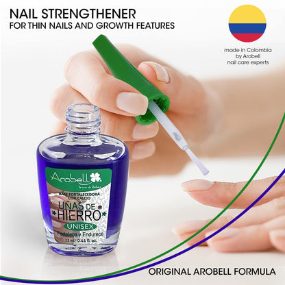 AROBELL Nail Strengthener Iron Nails & Clear Polish for Damaged & Brittle Nails – Growth & Protection
