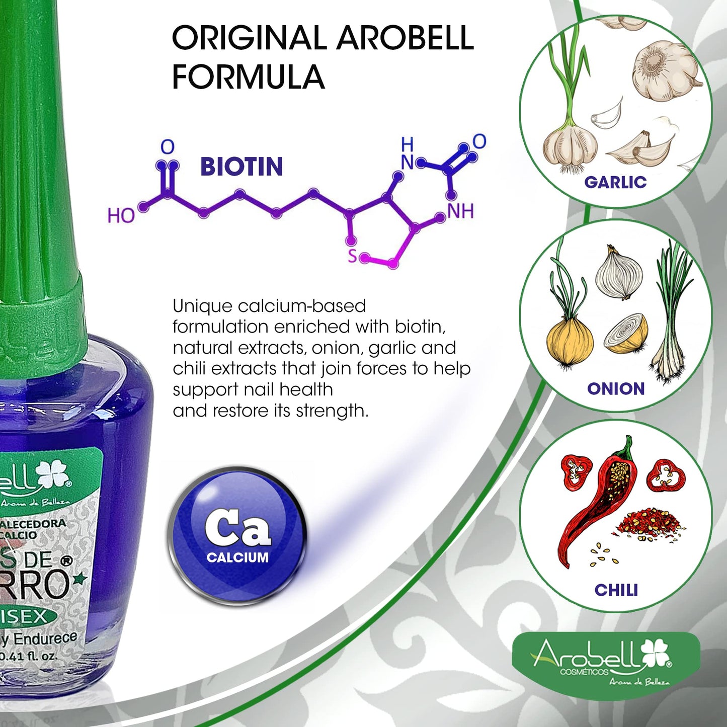 AROBELL Nail Strengthener Iron Nails & Clear Polish for Damaged & Brittle Nails – Growth & Protection