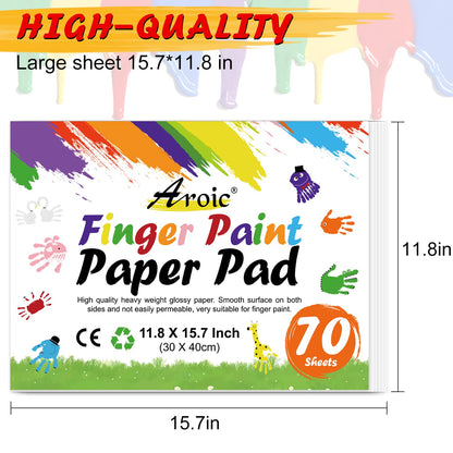 AROIC 70 Sheets Finger Paint Paper – 11.8 x 15.7 in, Non-Toxic, Versatile for Kids & Toddlers