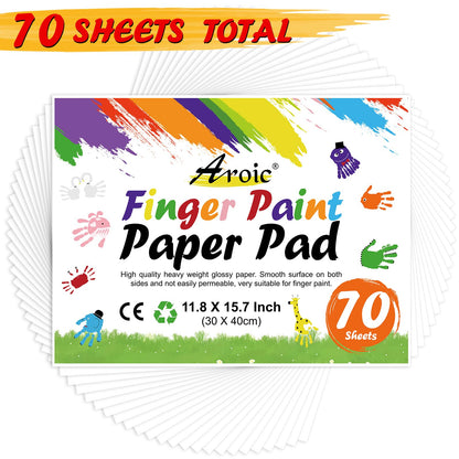 AROIC 70 Sheets Finger Paint Paper – 11.8 x 15.7 in, Non-Toxic, Versatile for Kids & Toddlers