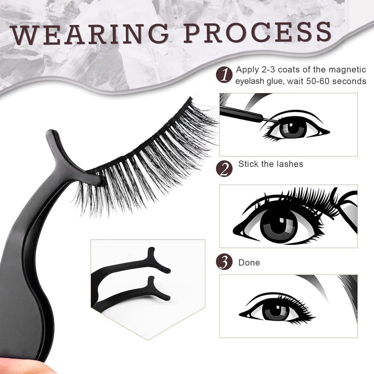 AROIC 20 Kinds of 3D 5D Magnetic Eyelash Kit – 20 Pairs, Glue & 2 Tweezers, Natural Look