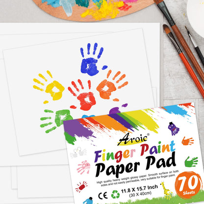 AROIC 70 Sheets Finger Paint Paper – 11.8 x 15.7 in, Non-Toxic, Versatile for Kids & Toddlers