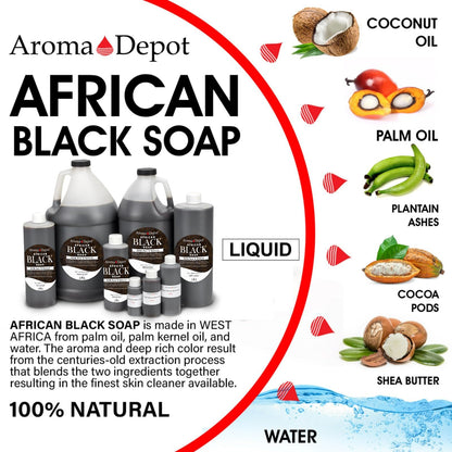 Aroma Depot Raw African Liquid Black Soap – 100% Natural, Handmade from Ghana