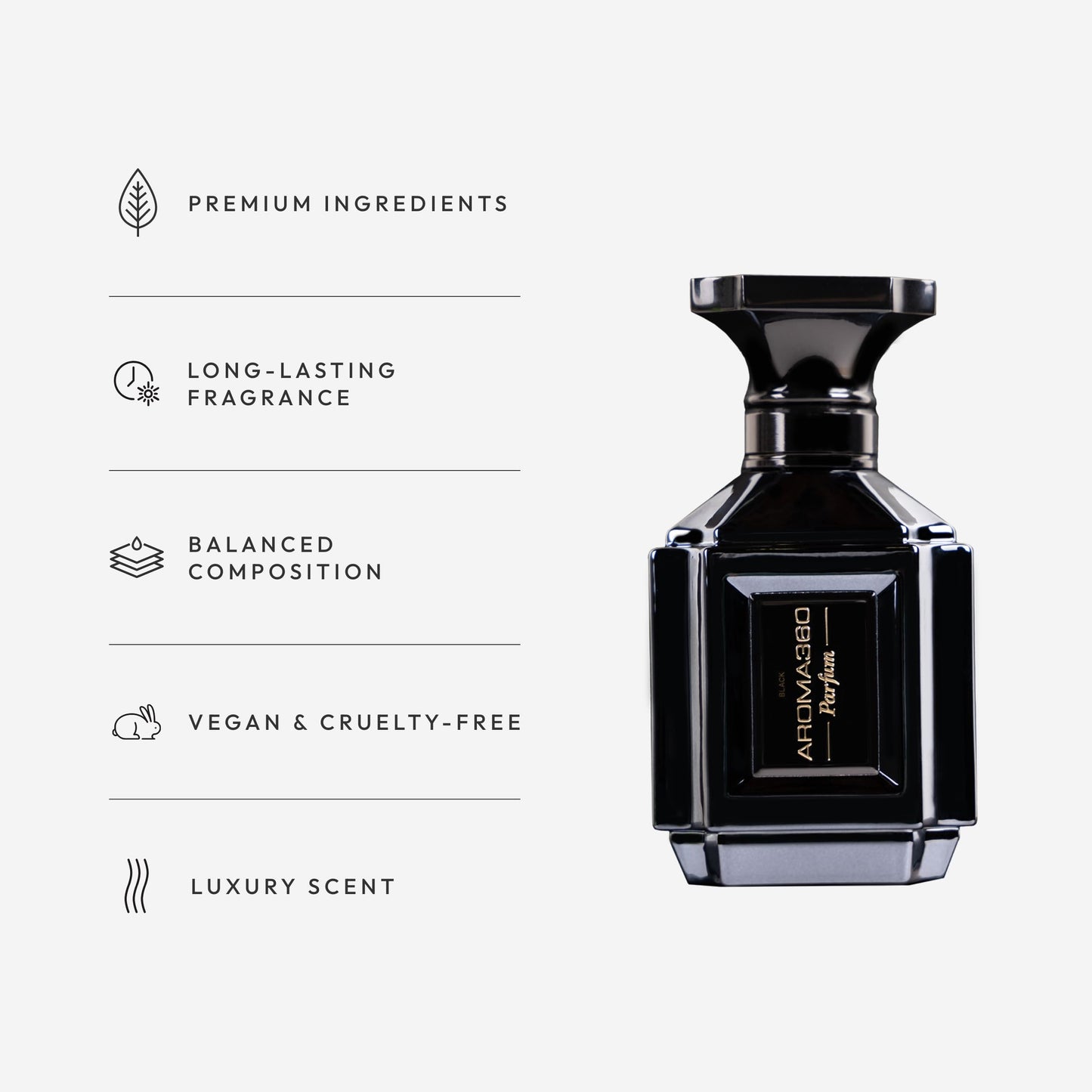 Aroma360 Men's Cologne Black Parfum | Sage, Tiaré Flower, Saffron & Moss – 100mL