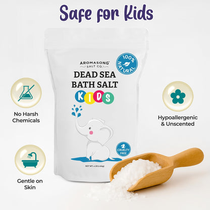 Aromasong Dead Sea Salt for Kids Bath Soak – 4 Lbs Fine Grain, 100% Pure & Natural