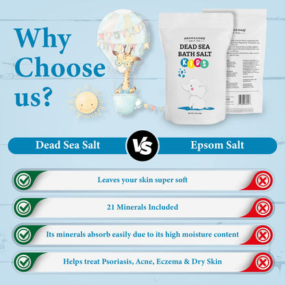 Aromasong Dead Sea Salt for Kids Bath Soak – 4 Lbs Fine Grain, 100% Pure & Natural
