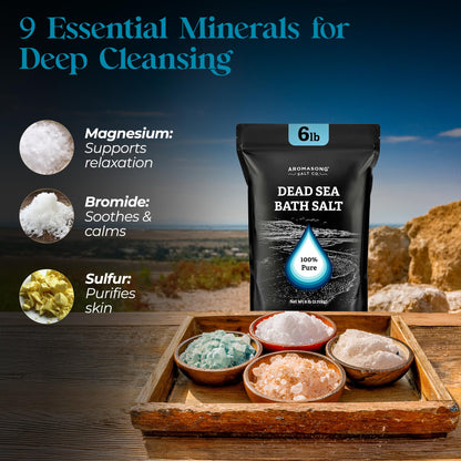 Aromasong Dead Sea Salt Bath Soak 6 Lbs – 100% Pure Minerals for Relaxation