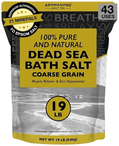 Aromasong Dead Sea Bath Salt – Coarse Grain, 19 Lbs, Resealable Bulk Pack