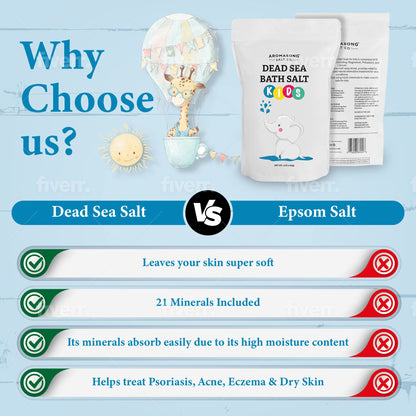 Aromasong Dead Sea Salt for Kids Bath Soak – 19 Lbs Bulk, Fine Grain, 100% Pure & Natural