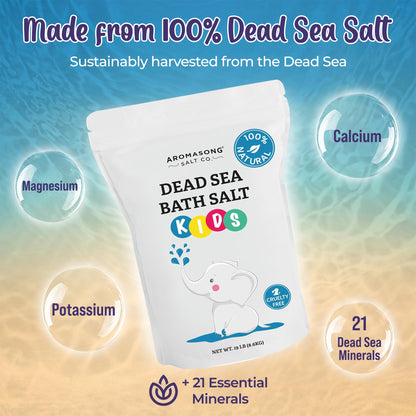 Aromasong Dead Sea Salt for Kids Bath Soak – 19 Lbs Bulk, Fine Grain, 100% Pure & Natural