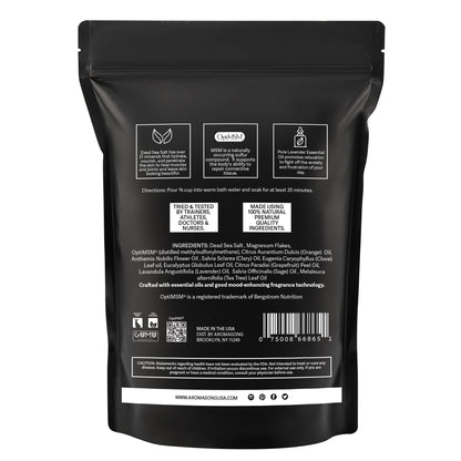 Aromasong Muscle Recovery Bath Soak – Dead Sea Salt, OptiMSM & Magnesium Flakes | Made in USA