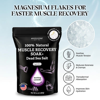 Aromasong Muscle Recovery Bath Soak – Dead Sea Salt, OptiMSM & Magnesium Flakes | Made in USA