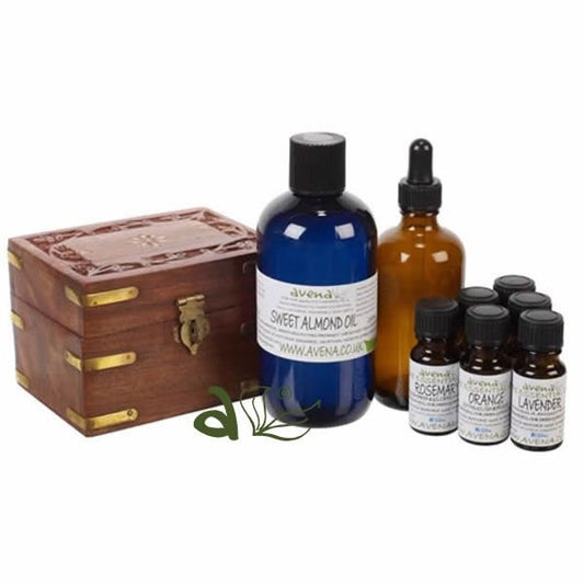 Aromatherapy Starter Kit UK | 6 Essential Oils | Sweet Almond Carrier Oil | Woo