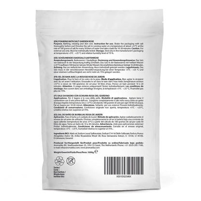 AROMATIKA Foaming Bath Sea Salt Rose – 35 oz / 1000 g | Bubble Bath with Almond & Rosewood Essential Oils + Rosa Damascena Flower Extract