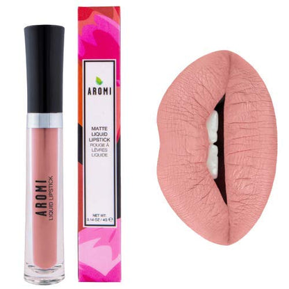 Aromi Sand Nude Matte Liquid Lipstick – Light Peachy Nude, Long-Lasting, Vegan & Cruelty-Free