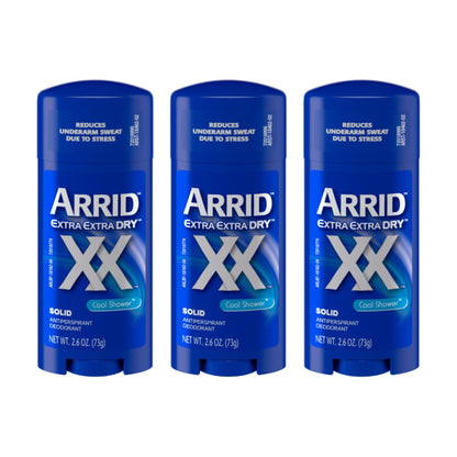 Arrid XX Extra Extra Dry Solid Antiperspirant Deodorant – Cool Shower (Pack of 3)