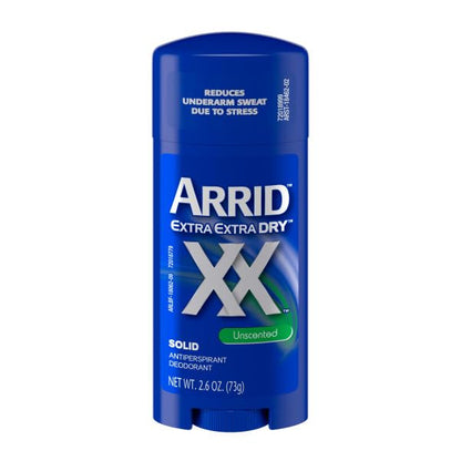 Arrid XX Extra Extra Dry Solid Antiperspirant Deodorant – Unscented, 2.6 oz (Pack of 5)