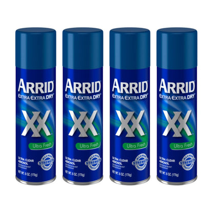 ARRID XX Ultra Clear Anti-Perspirant Deodorant Spray – Ultra Fresh, Pack of 4 (6 oz each)