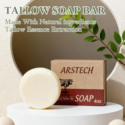 Arstech Beef Tallow Soap Bar – Natural Grass-Fed Tallow, Moisturizing Face & Body Wash (4 oz)