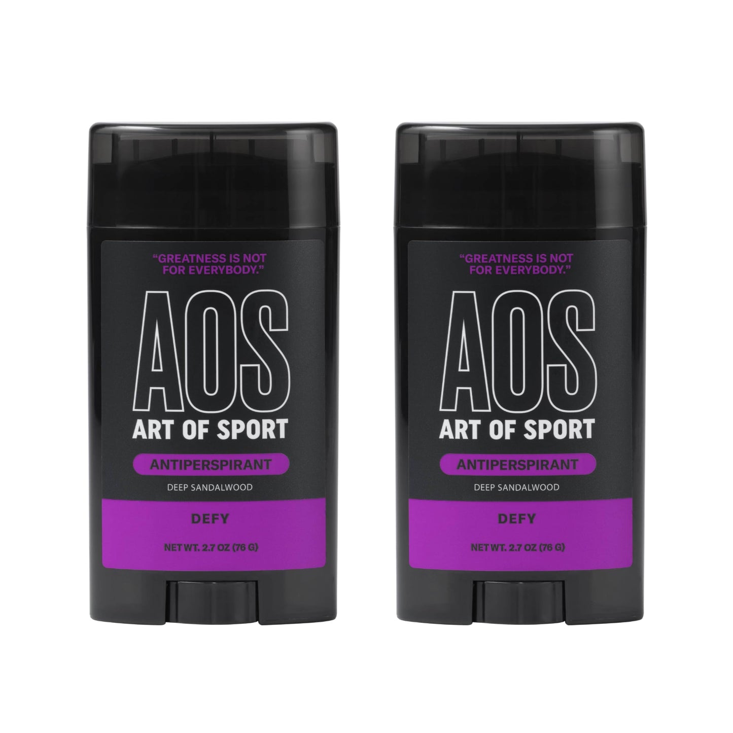 Art of Sport Defy Sandalwood Antiperspirant for Athletes – 2 x 2.7 oz, Natural Botanicals