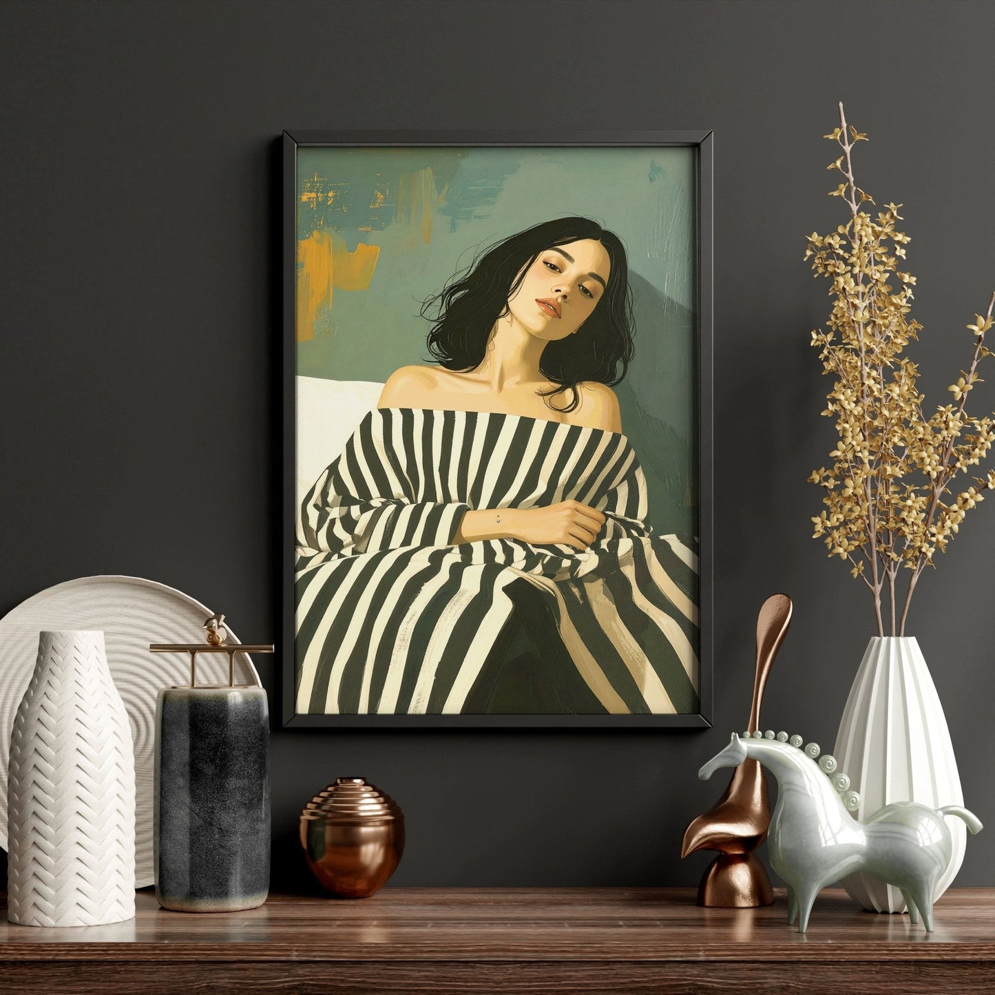 Art Print For Living Room | Set of 3 Boho Women Wall art Prints