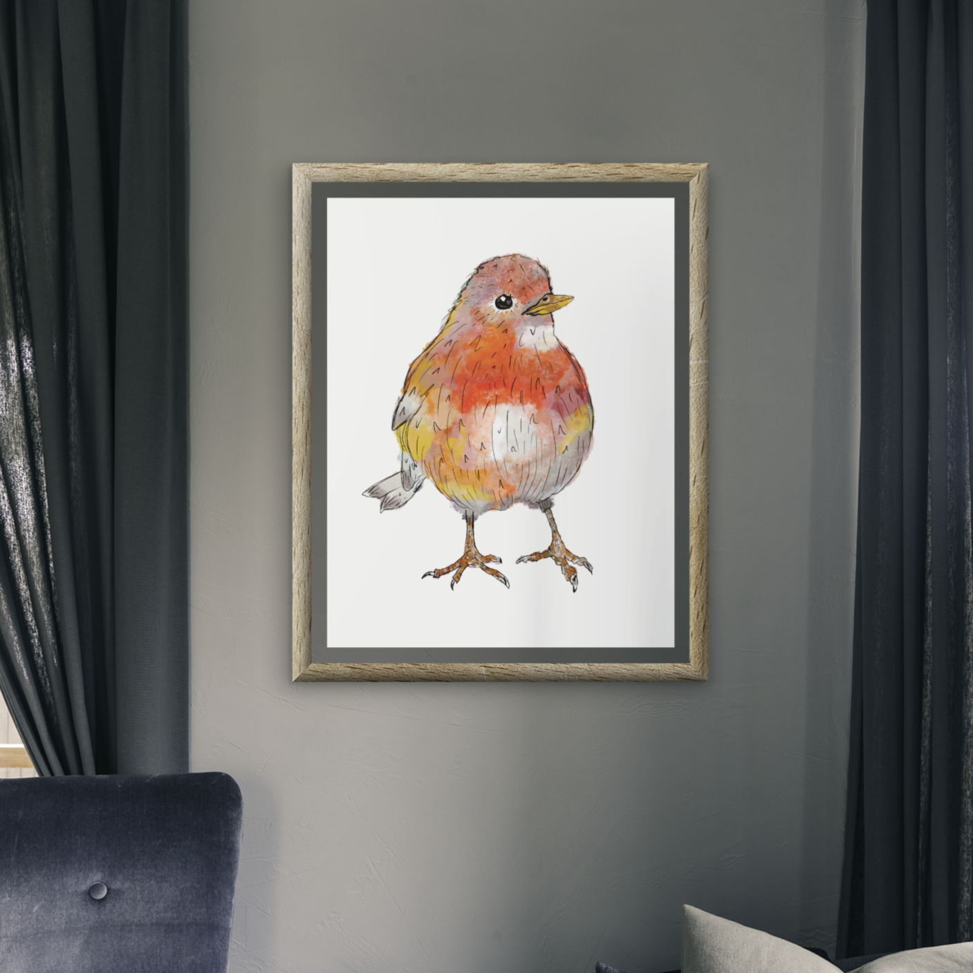 Painted Robin Red Breast Room Art