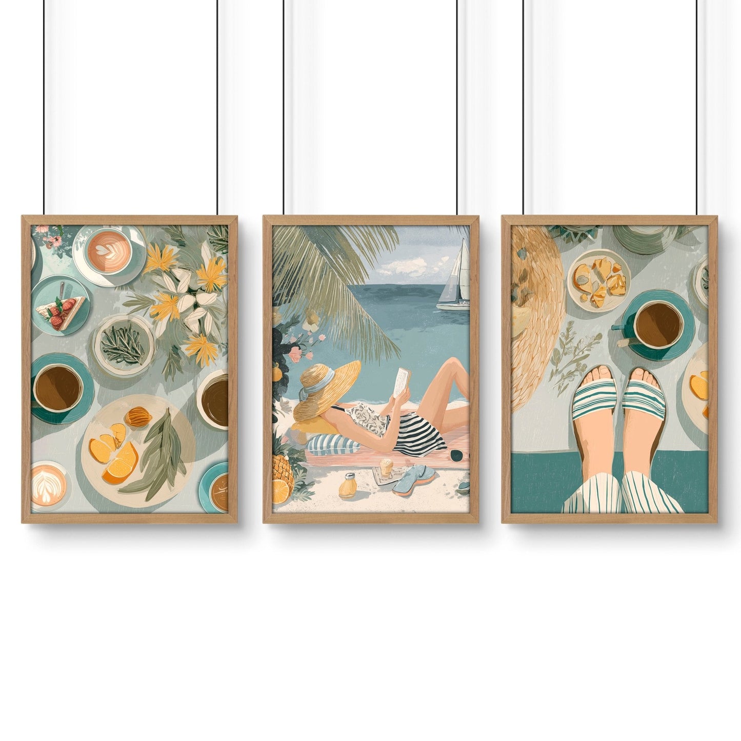 Art Print With Frame | Set of 3 Italian Lifestyle Wall art Prints