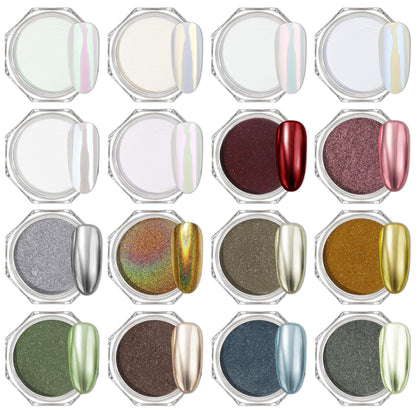 Artdone 16 Jars Chrome Nail Powder Kit – Mirror Chrome Pigments for Nails & Resin