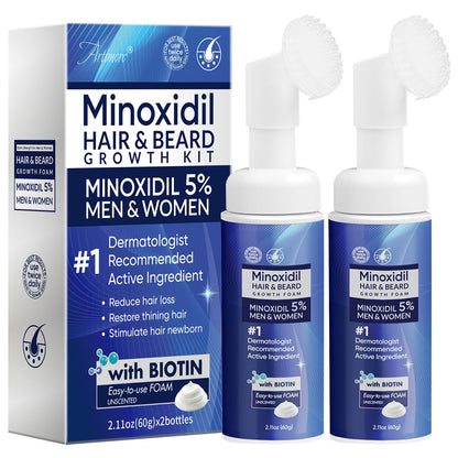 Artimore 5% Minoxidil Foam for Men & Women – Extra Strength Hair Regrowth, Non-Drip Lightweight Formula, 120ml (2 Packs)