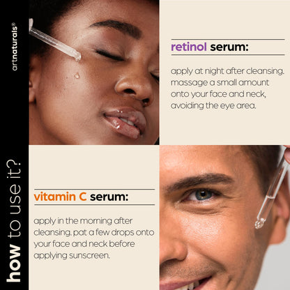 Art Naturals Vitamin C Serum Set with Retinol — Anti-Aging, Brightening, Hydration, 2 x 1 oz
