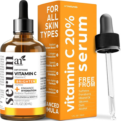 artnaturals Anti-Aging Vitamin C Serum – 1 oz with Hyaluronic Acid & Vitamin E