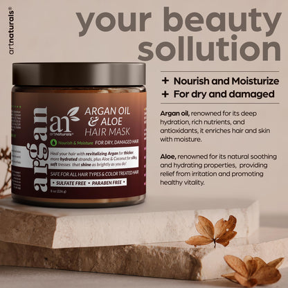 Artnaturals Argan Hair Mask – Deep Conditioning, 8 oz (226 g) with Jojoba, Aloe Vera & Keratin – Sulfate Free