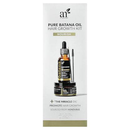 Artnaturals Batana Oil for Hair Growth – 4pc Set (Raw Oil, Paste, Lash Wand, Brow Brush)