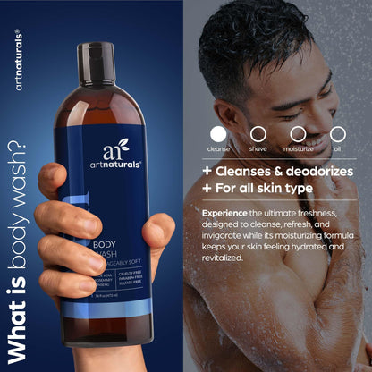 ArtNaturals Men’s Fresh Body Wash – Deep Cleanse, Refreshing Sandalwood Scent, 16 oz