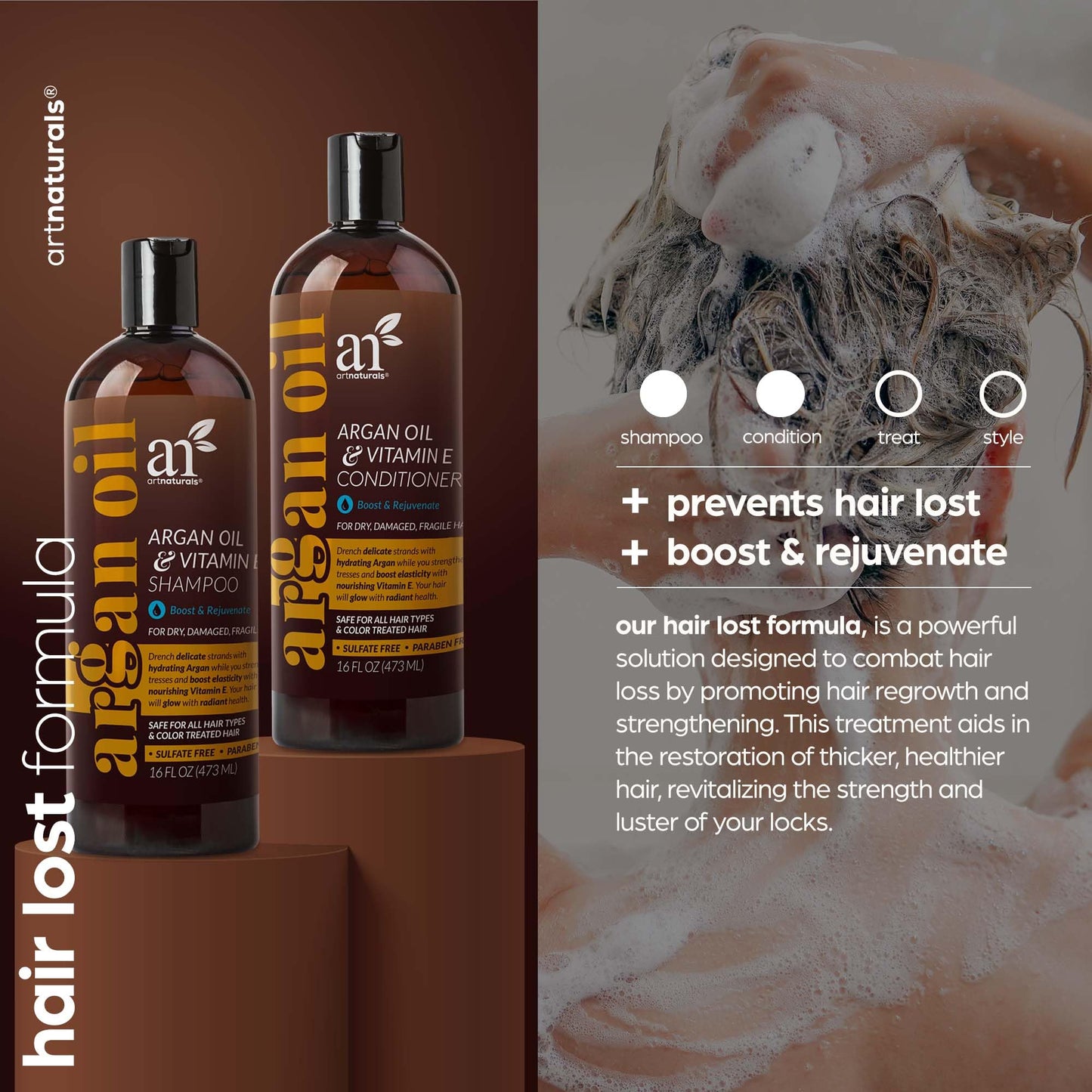 artnaturals Moroccan Argan Oil Hair Loss Shampoo & Conditioner Set – 2 x 16 oz