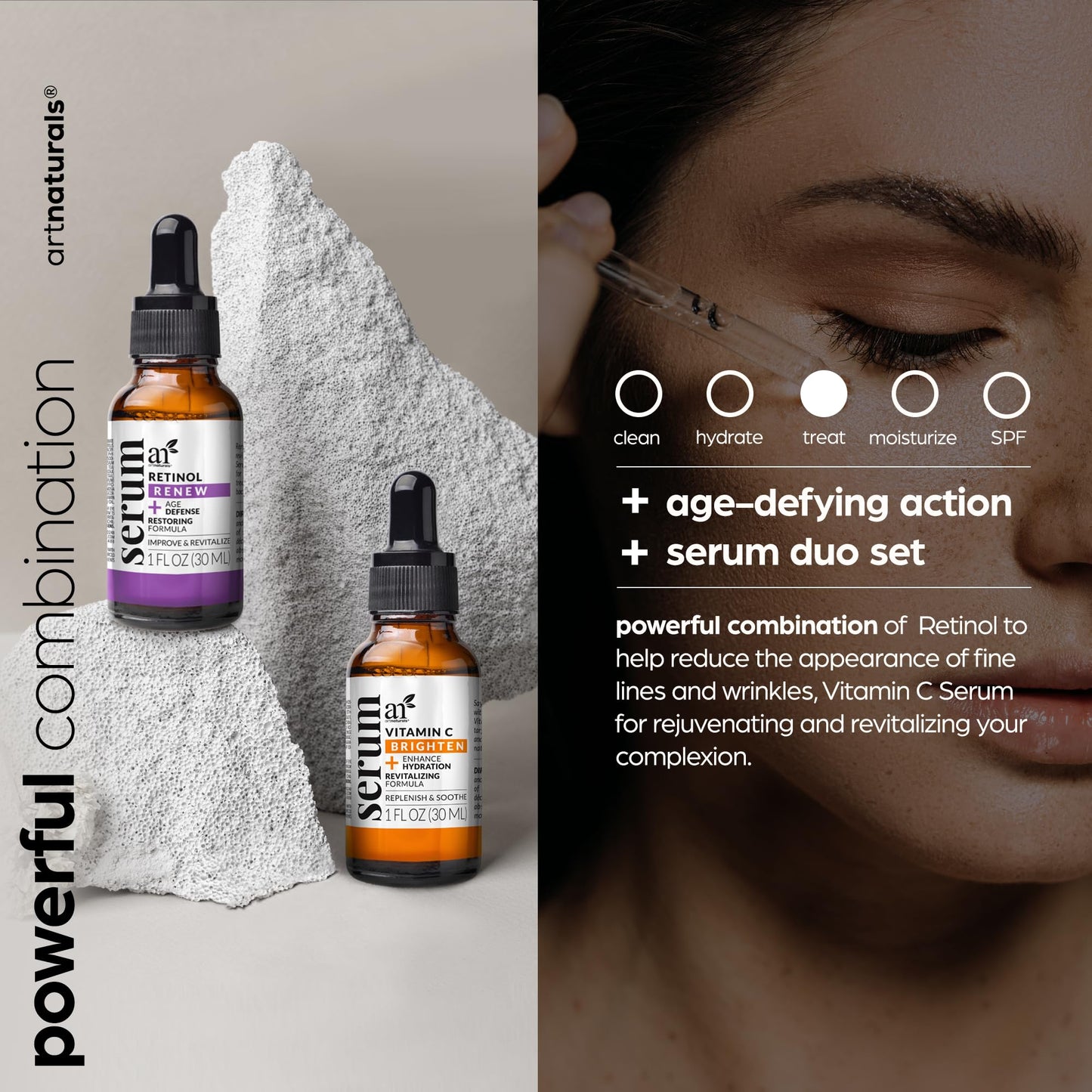 Art Naturals Vitamin C Serum Set with Retinol — Anti-Aging, Brightening, Hydration, 2 x 1 oz