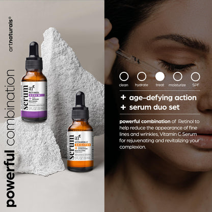 Art Naturals Vitamin C Serum Set with Retinol — Anti-Aging, Brightening, Hydration, 2 x 1 oz