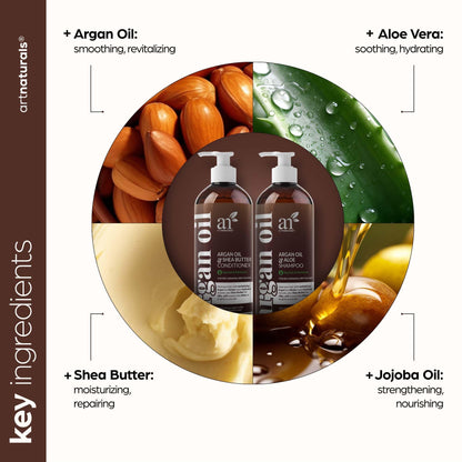 Artnaturals Argan Oil Shampoo & Conditioner Set - Sulfate-Free with Moroccan Oil & Keratin | Hydrate, Repair, Defy Frizz for All Hair Types | 16 fl oz x 2