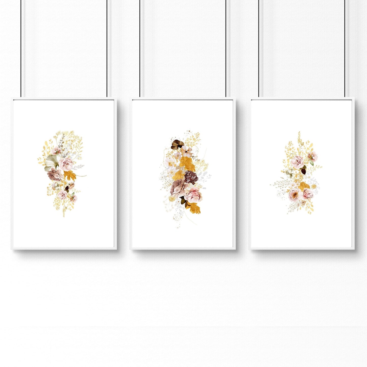 Artwork for a living room | set of 3 Shabby Chic wall art prints