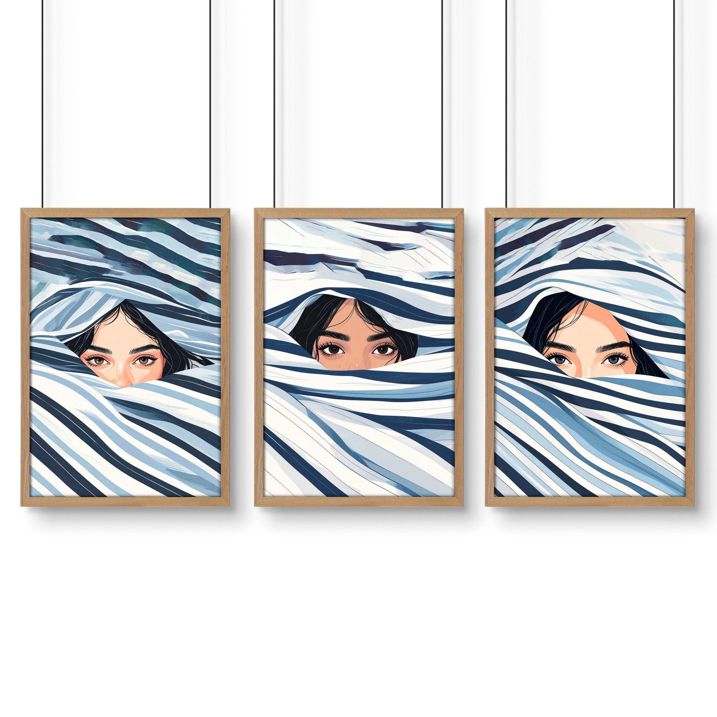 Artwork For Bedroom Wall | Set of 3 Boho Women Wall art Prints