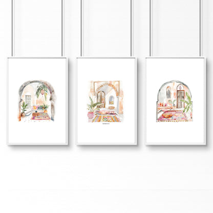 Artwork With Frame | Set of 3 Moroccan Inspired Wall art Prints