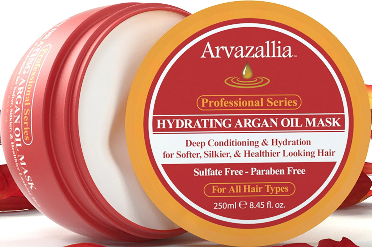 Arvazallia Hydrating Argan Oil Hair Mask & Deep Conditioner – For Dry or Damaged Hair (8.45 oz Jar)