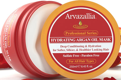Arvazallia Hydrating Argan Oil Hair Mask & Deep Conditioner – For Dry or Damaged Hair (8.45 oz Jar)