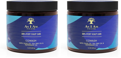 As I Am Dry & Itchy Scalp Care Cowash – 16 oz x 2 with Olive Oil, Tea Tree & Peppermint