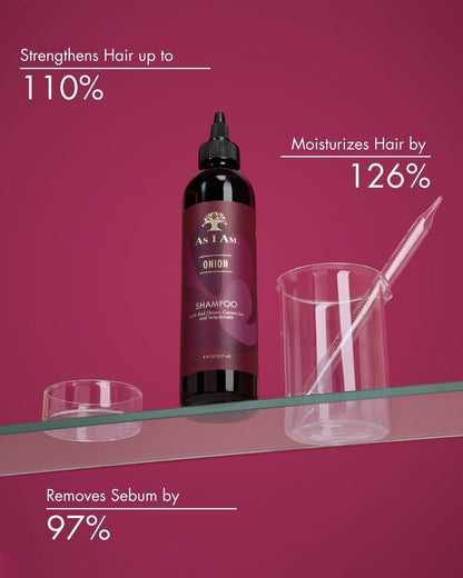 As I Am Onion Shampoo – 8 oz with Red Onion, Ceramides & Isoquercetin | Supports Healthy Hair Growth