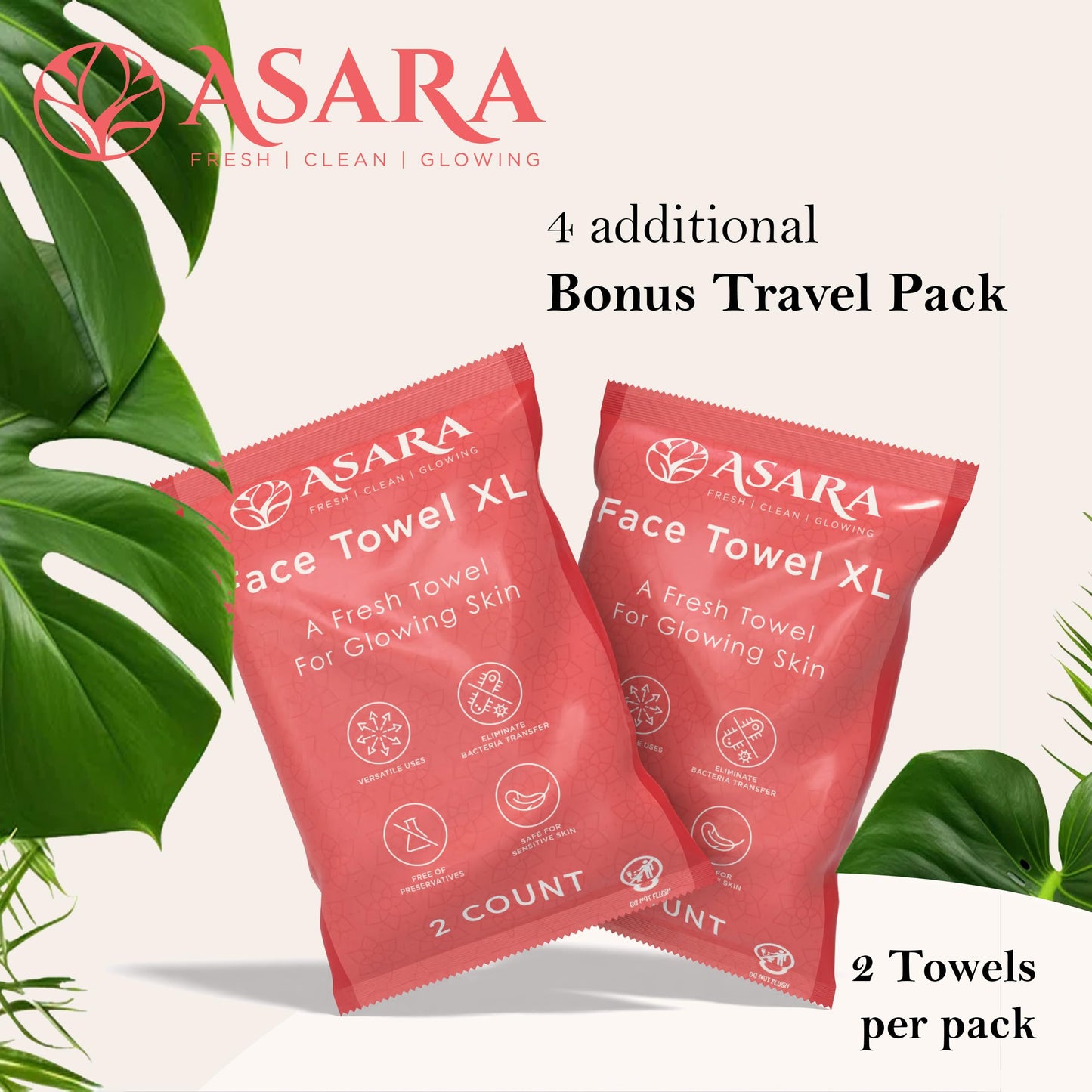ASARA NEW YORK PROBIOTIC SKIN SCIENCE Clean Face Towels XL – Water-Activated Makeup Remover Wipes
