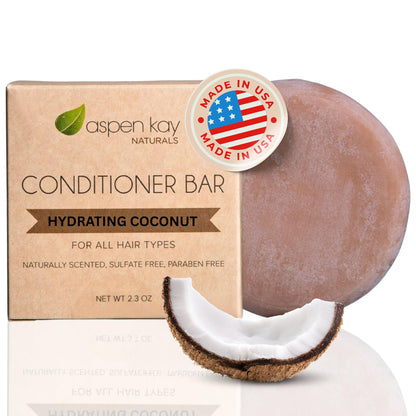 Aspen Kay Naturals Coconut & Argan Conditioner Bar | Deep Moisturizing, Vegan, Sulfate Free, USA Made