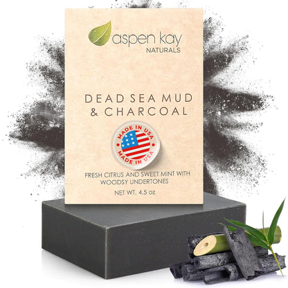 Aspen Kay Naturals Handmade Dead Sea Mud Soap Bar with Activated Charcoal – 4.5 oz