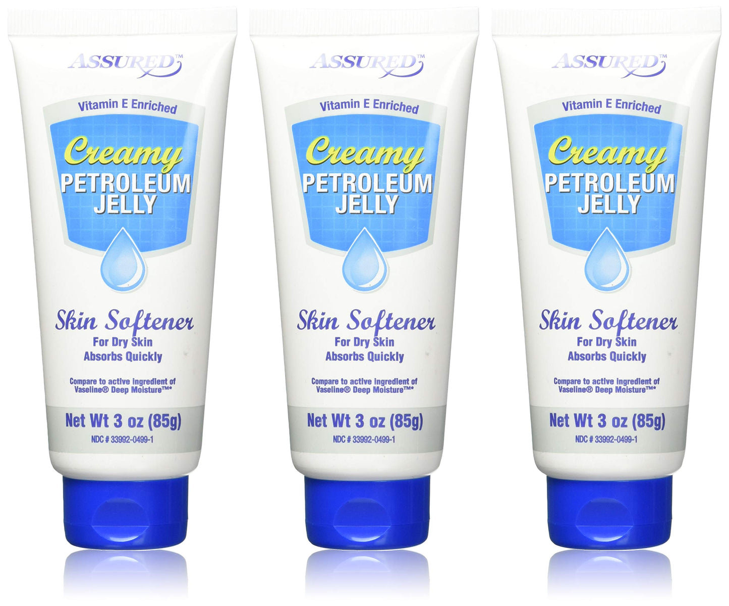 ASSURED Creamy Petroleum Jelly Hand Cream – 3 oz Tubes (3-Pack) with Vitamin E